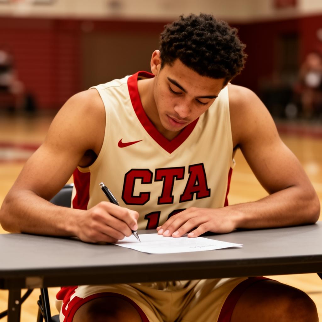 Athlete signing commitment to college